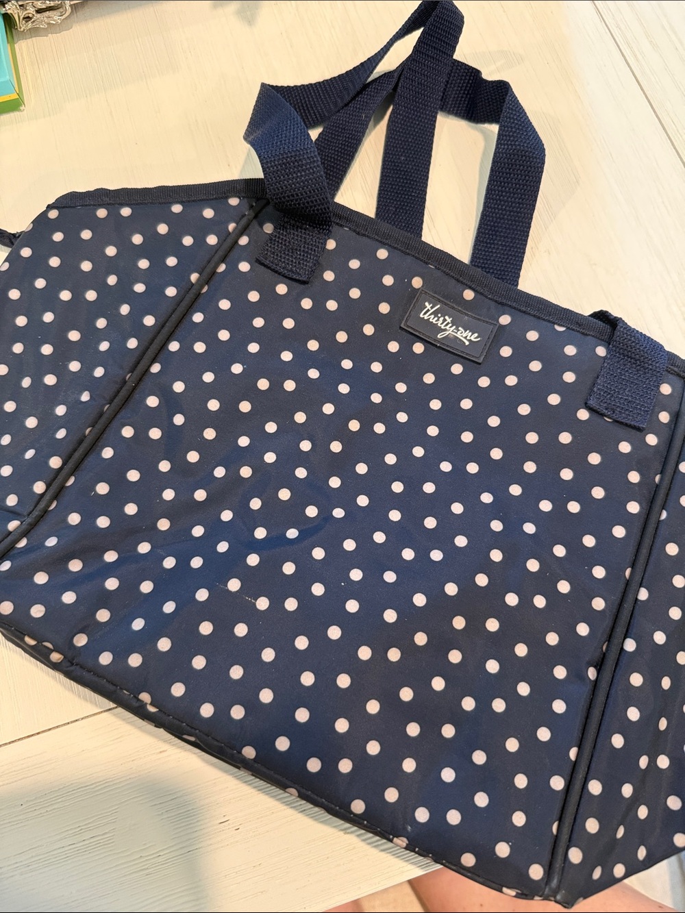 Thirty-One Navy Polka Dot Take Two lunch box Bag